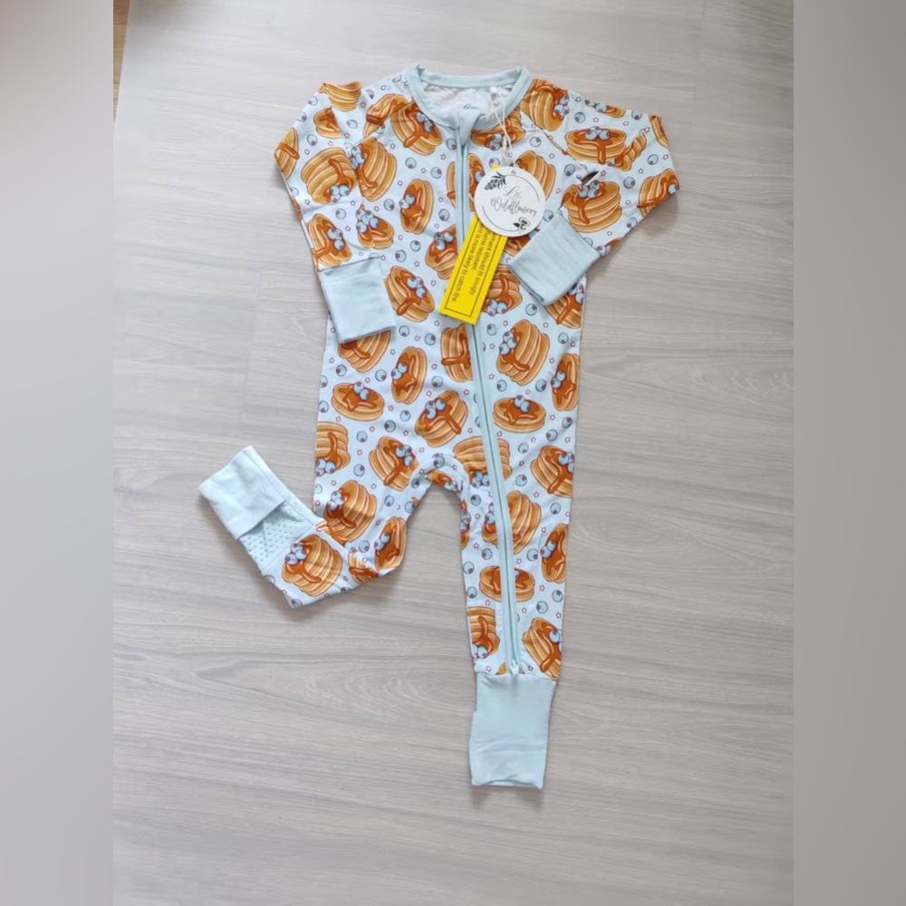 Bamboo Blueberry Pancake Print Convertible Zippy Romper